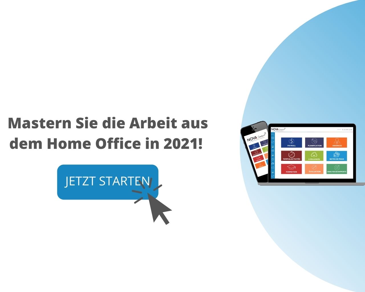 Bild zeigt Computer und Handy- Bildschirm und sagt: Mastern Sie die Arbeit aus dem Home Office in 2021! Klicken um mehr zu erfahren
